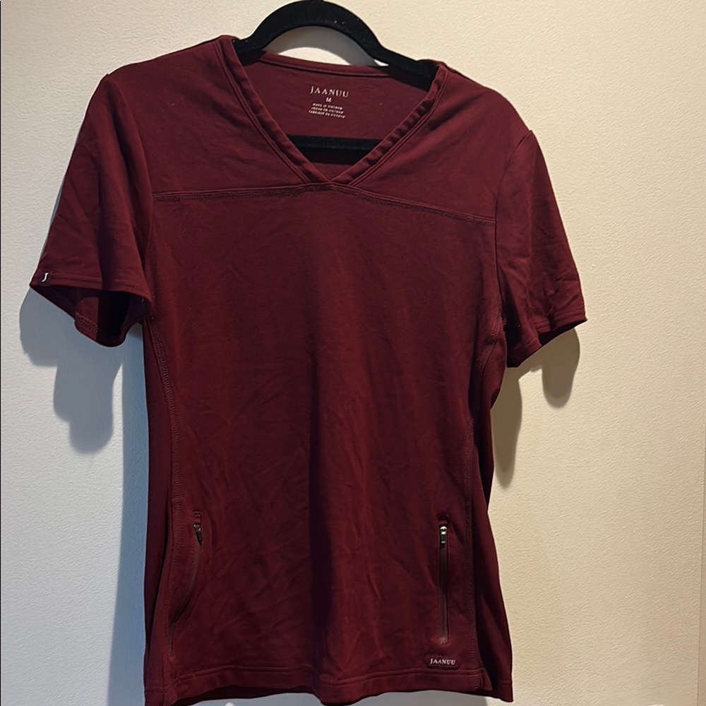 Jaanuu Red Short Sleeve Tee V-Neck